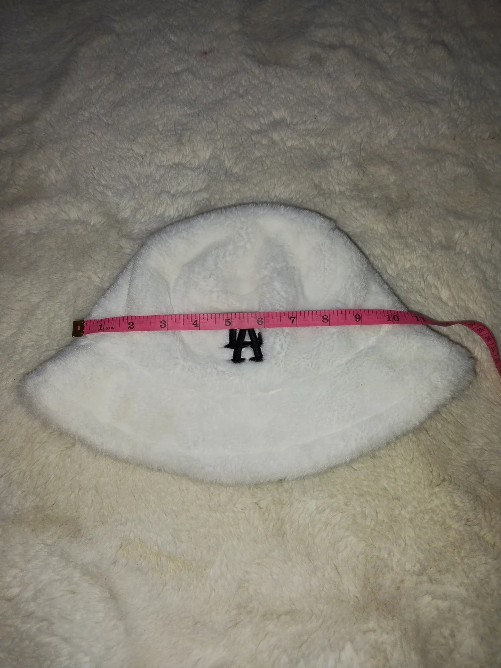 Los Angeles Apparel White Faux Fur LA Bucket Hat
